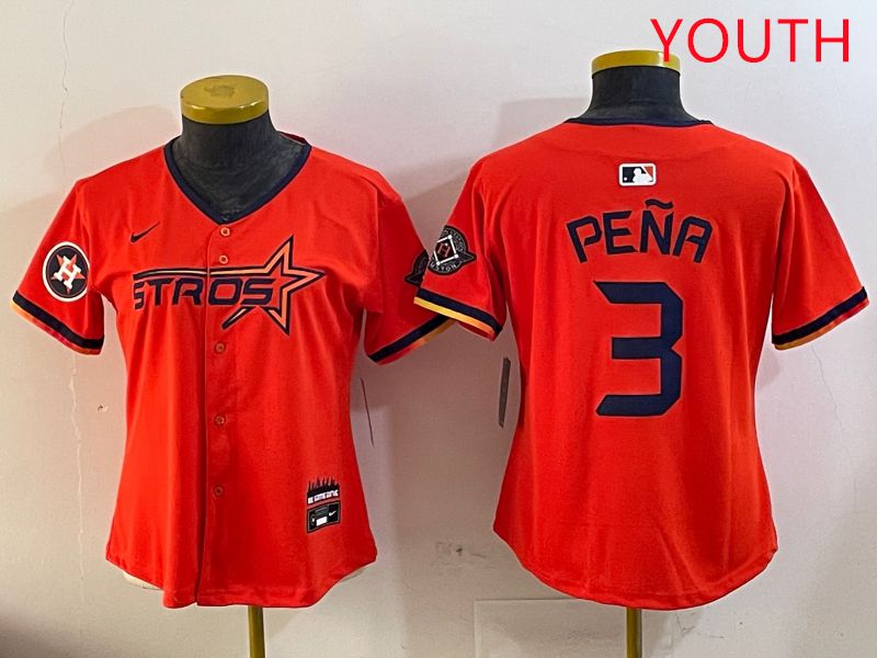 Youth Houston Astros Blank #3 Pena Three generations Joint Name 2025 Nike MLB Jersey style 5